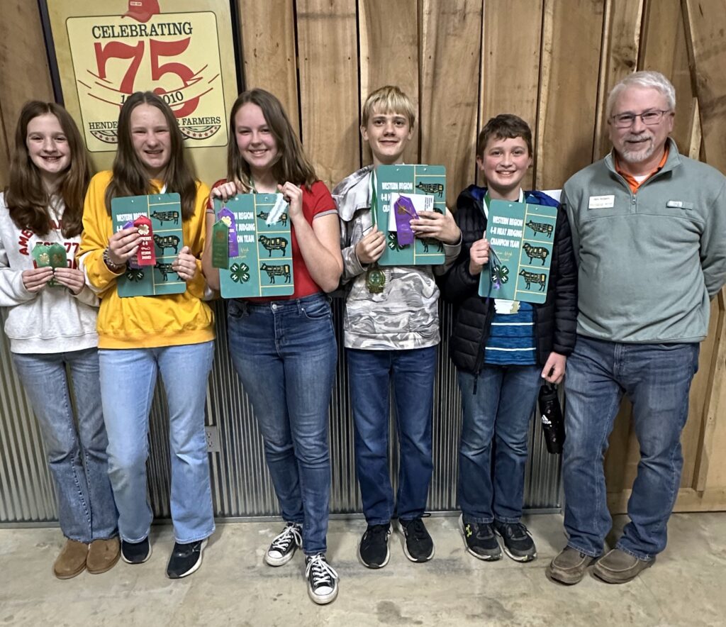 Five youth and one adult with 4H ribbons